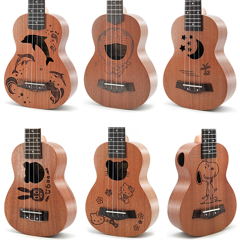 Musical Instrument Hawaiian - 21 İnç Sapele Ahşap Çocuk Karikatür