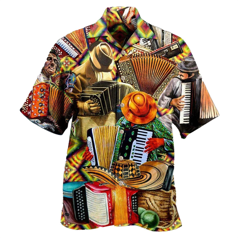Musical Instrument Hawaiian - Gitar müzik grafik havai gömleği erkekler